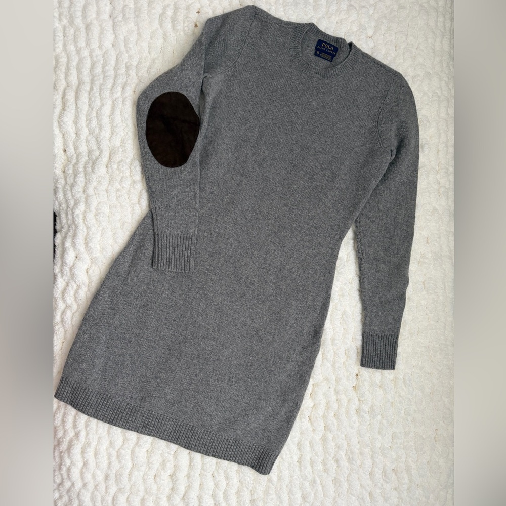 Polo Ralph Lauren Elbow Patch Knit Dress Women Size Xs Wool Cashmere